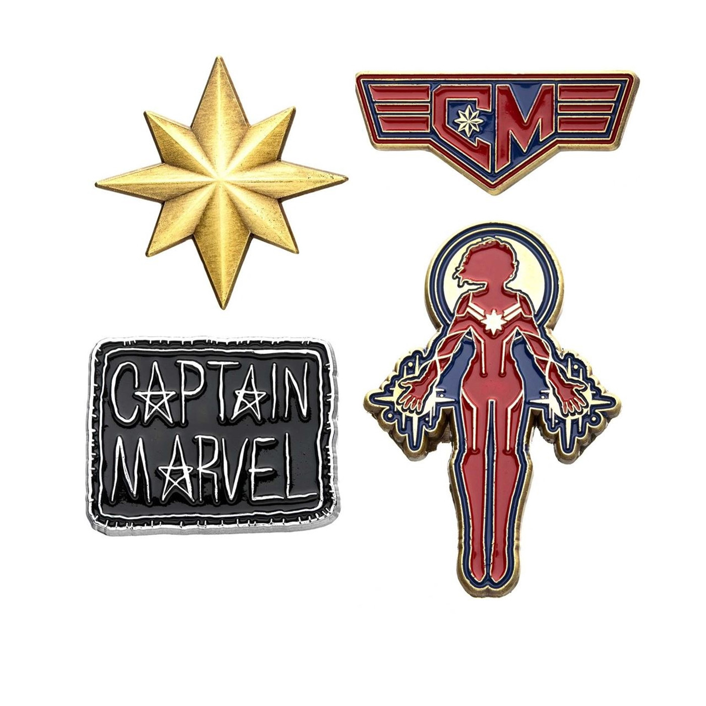 Captain Marvel Four Piece Enamel Pin 4Piece Set