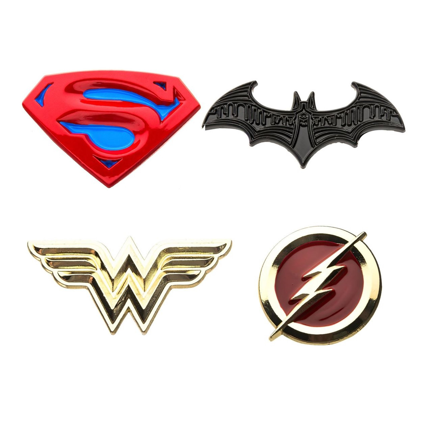 Justice League Superman, Batman, Wonder Woman and The Flash Enamel 4-Piece Pin Set