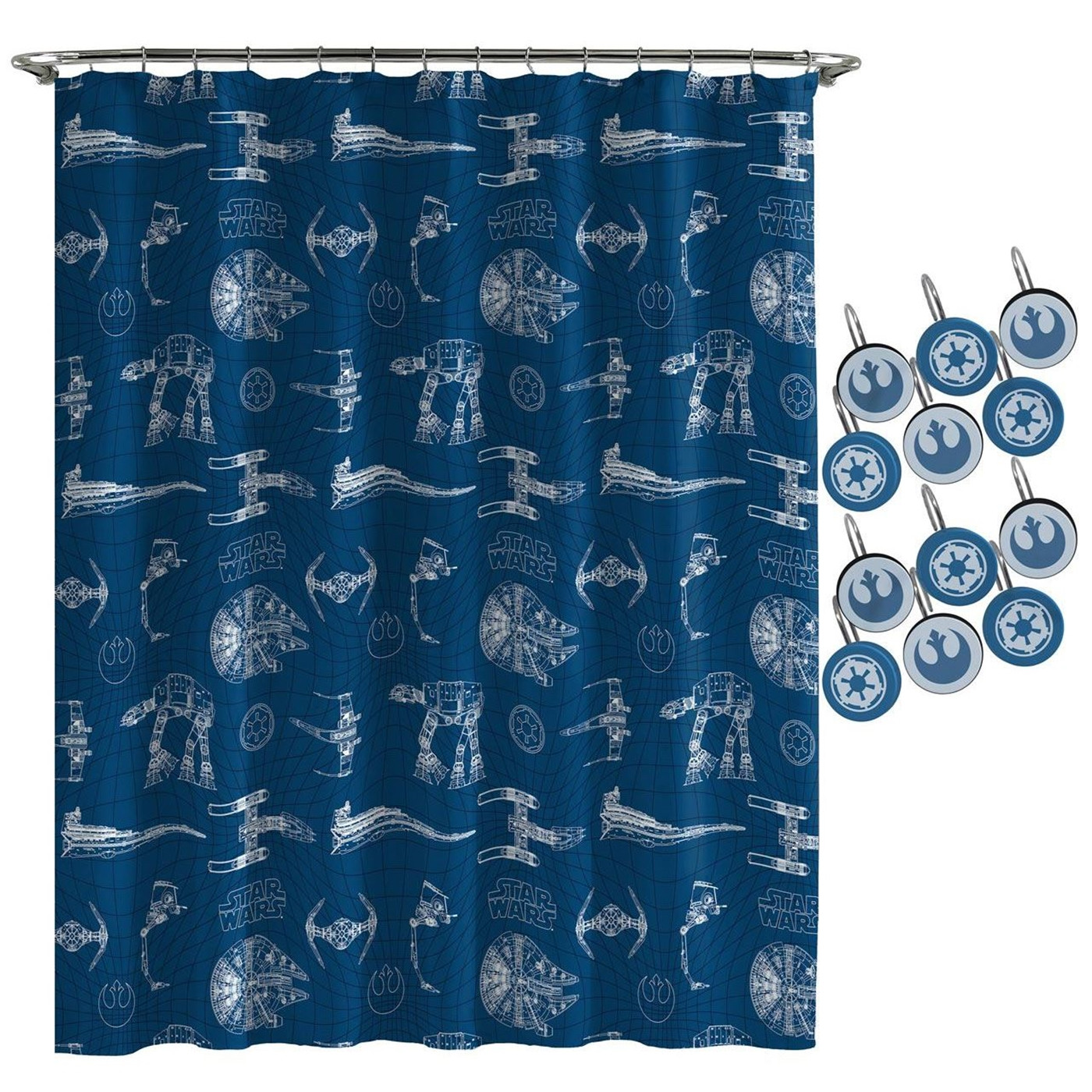 Star Wars Vehicles Grid Shower Curtain & Hook Set