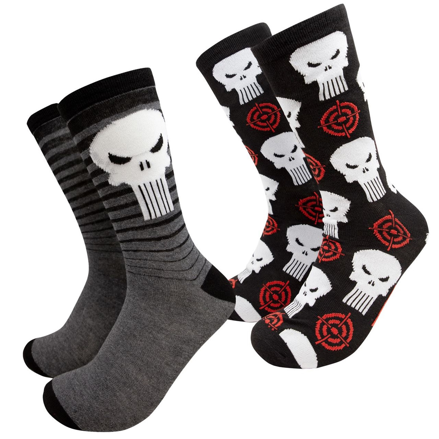 Punisher Gradient and Symbols and Sights Men's 2-Pack Crew Socks