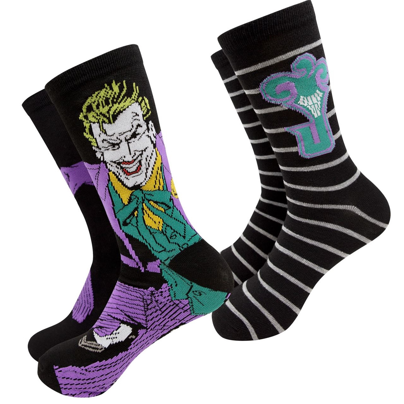 Joker Character and J Logo Men's 2-Pack Crew Socks