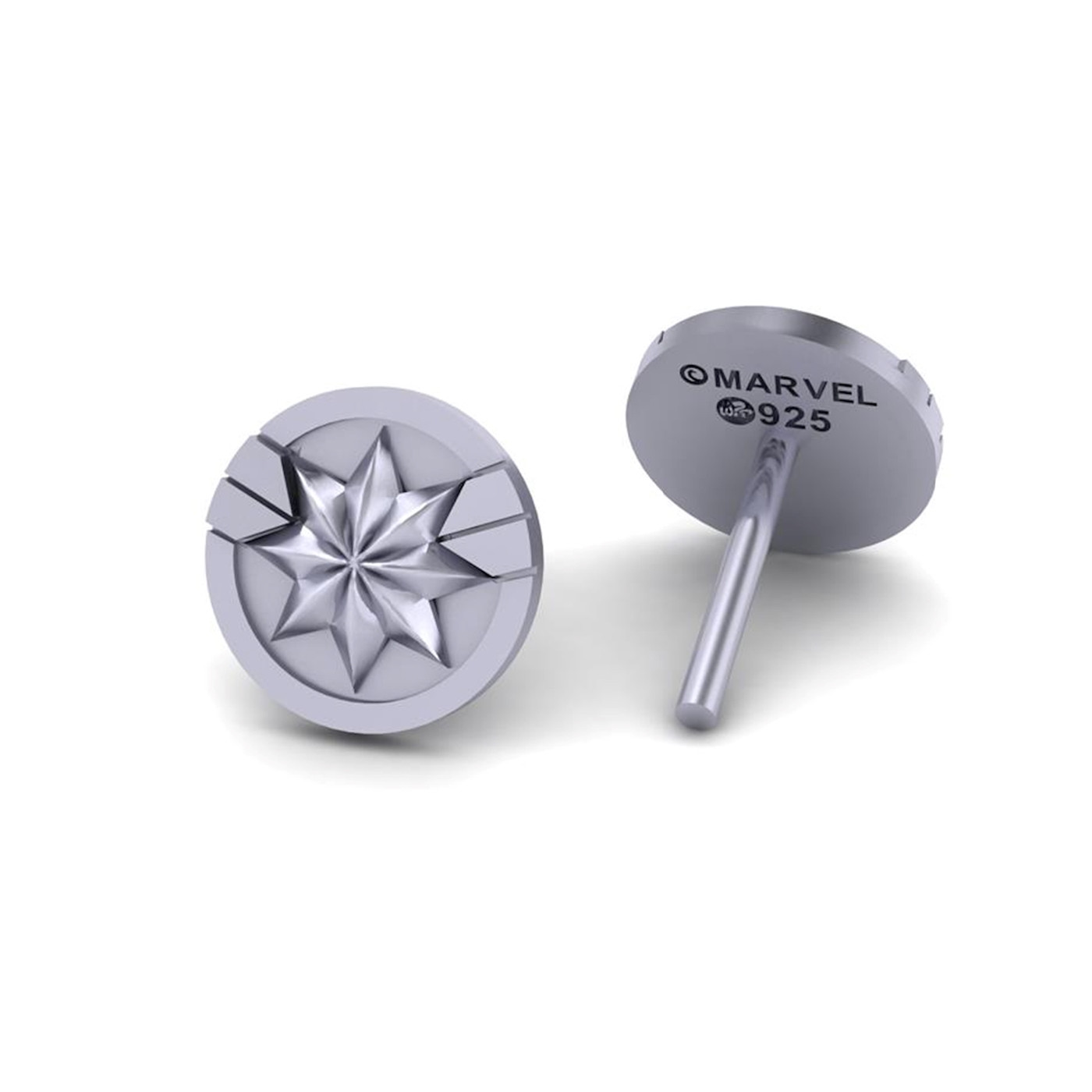 Sterling Silver Captain Marvel Stud Earrings