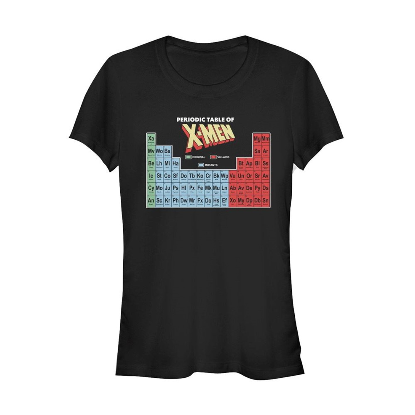 X-Men Periodic Table Women's Black T-Shirt