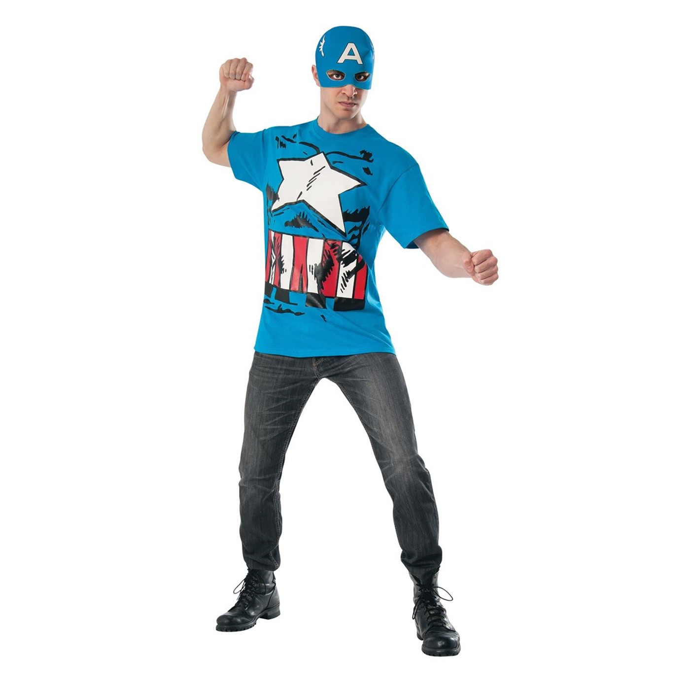 Captain America Costume T-Shirt with Mask