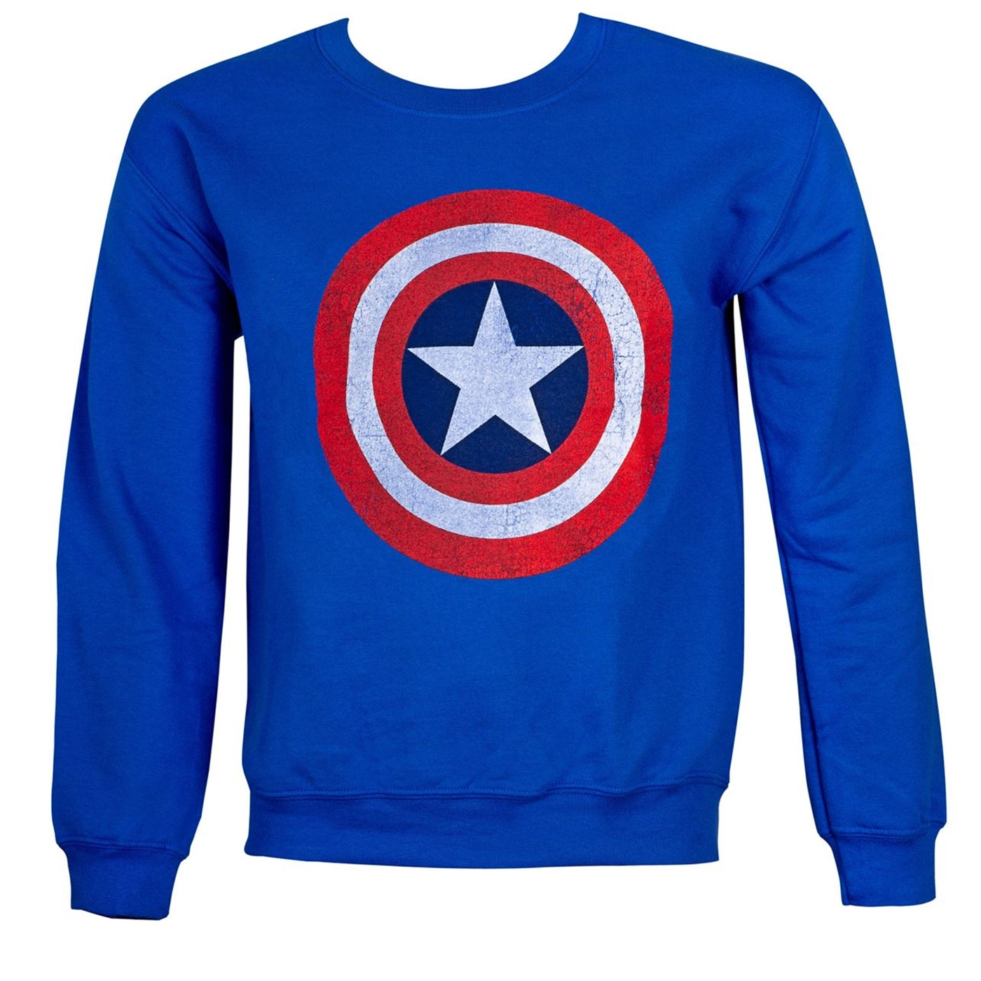 Captain America Distressed Shield Crew Neck Sweatshirt