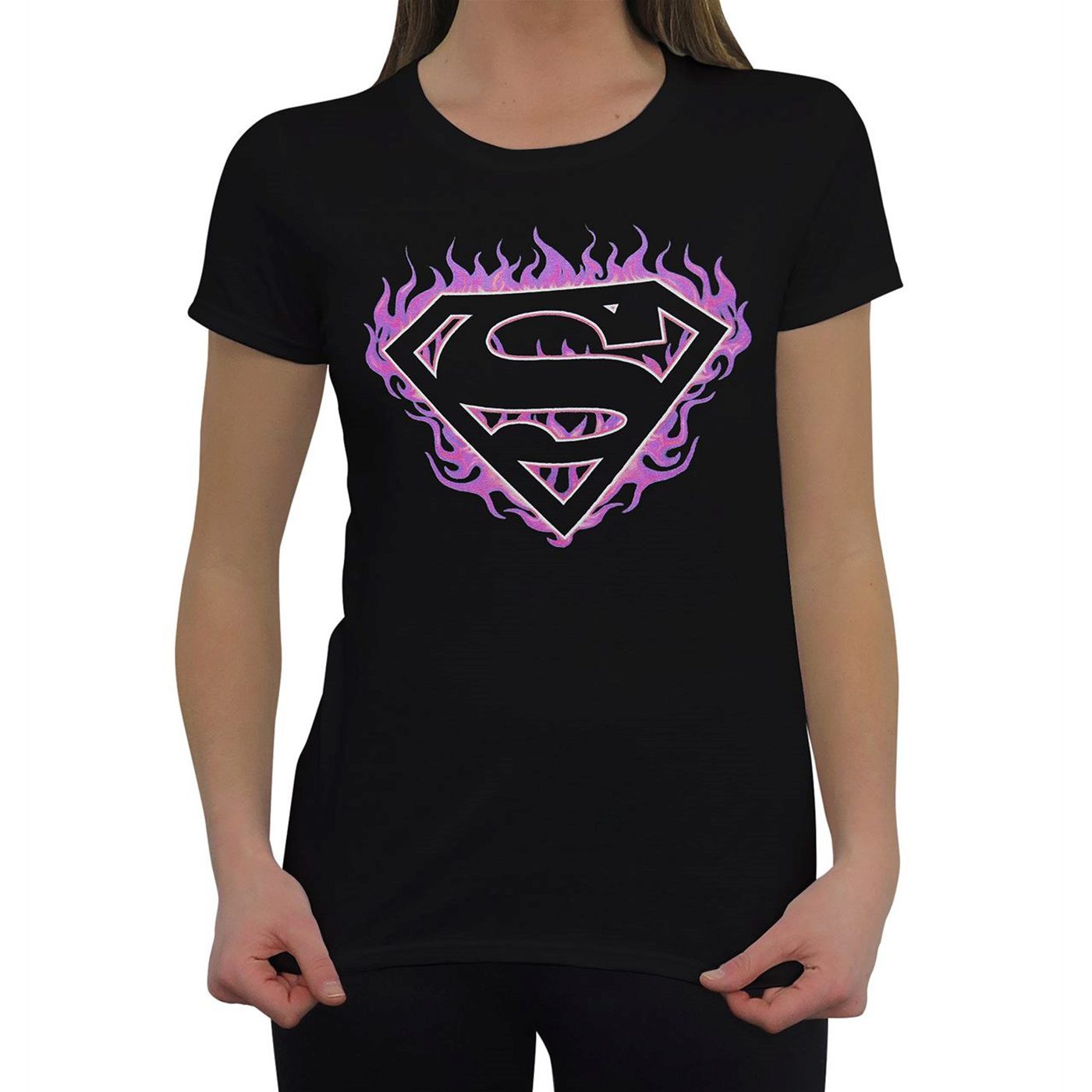 Superman Pink Flames Women's T-Shirt