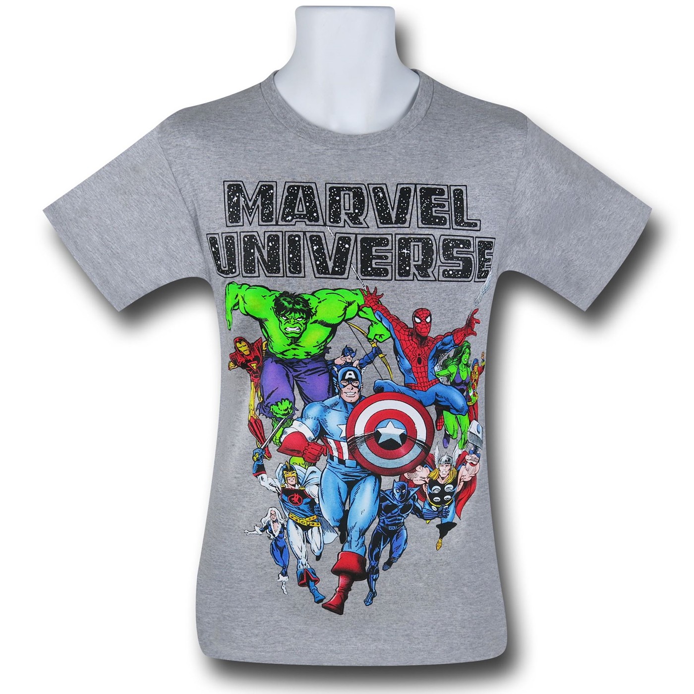 Marvel Universe Group on Grey T-Shirt