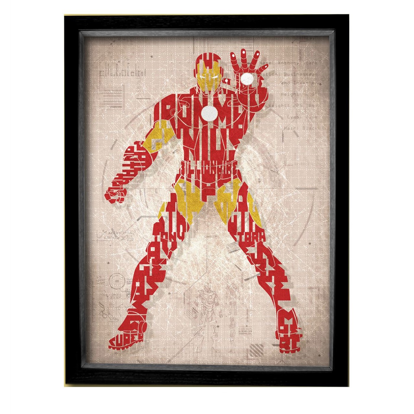 Iron Man Word Mosaic Shadowbox Art