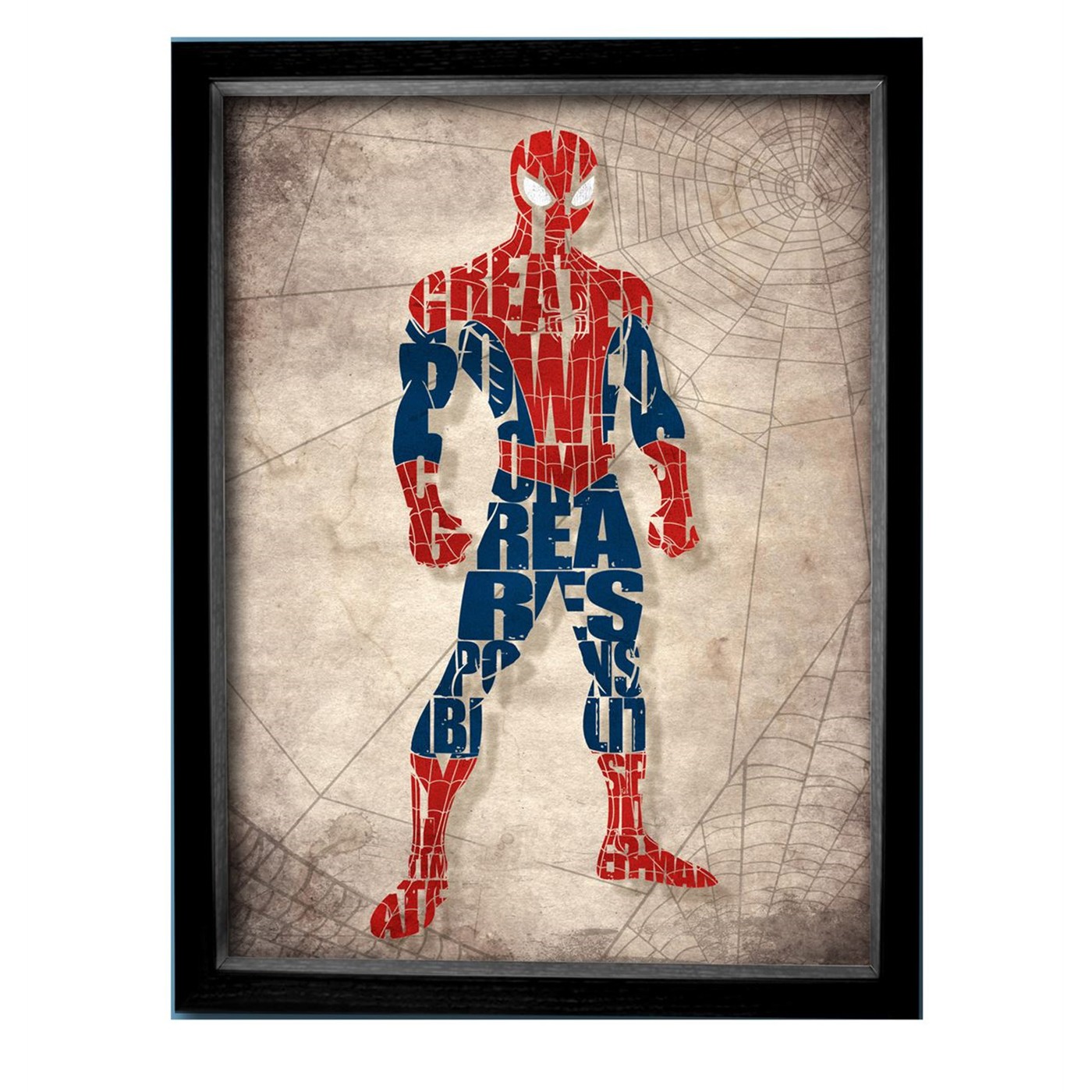 Spiderman Word Mosaic Shadowbox Art