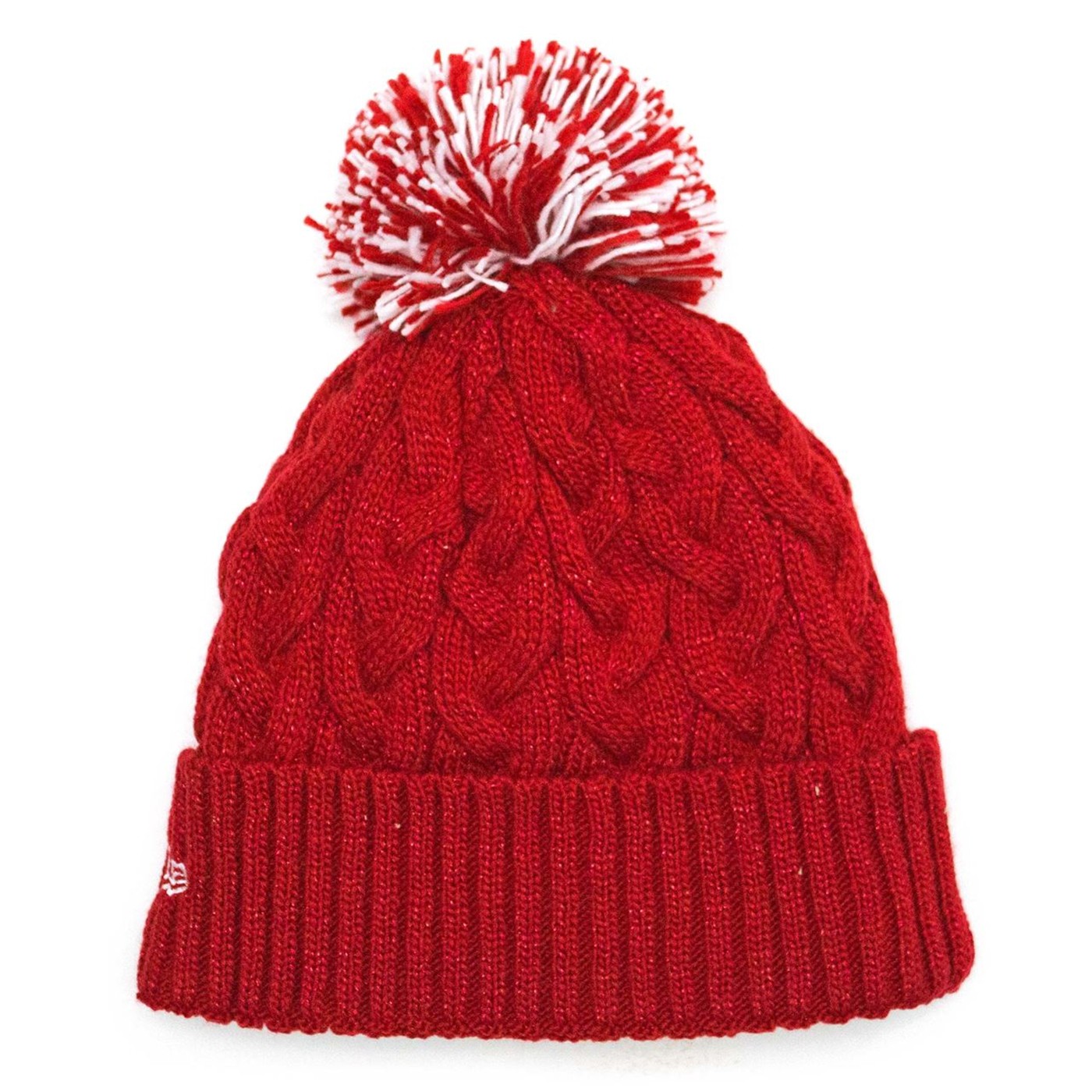 Flash Symbol Speed Force Cable Weave with Pom Unisex Knit Beanie