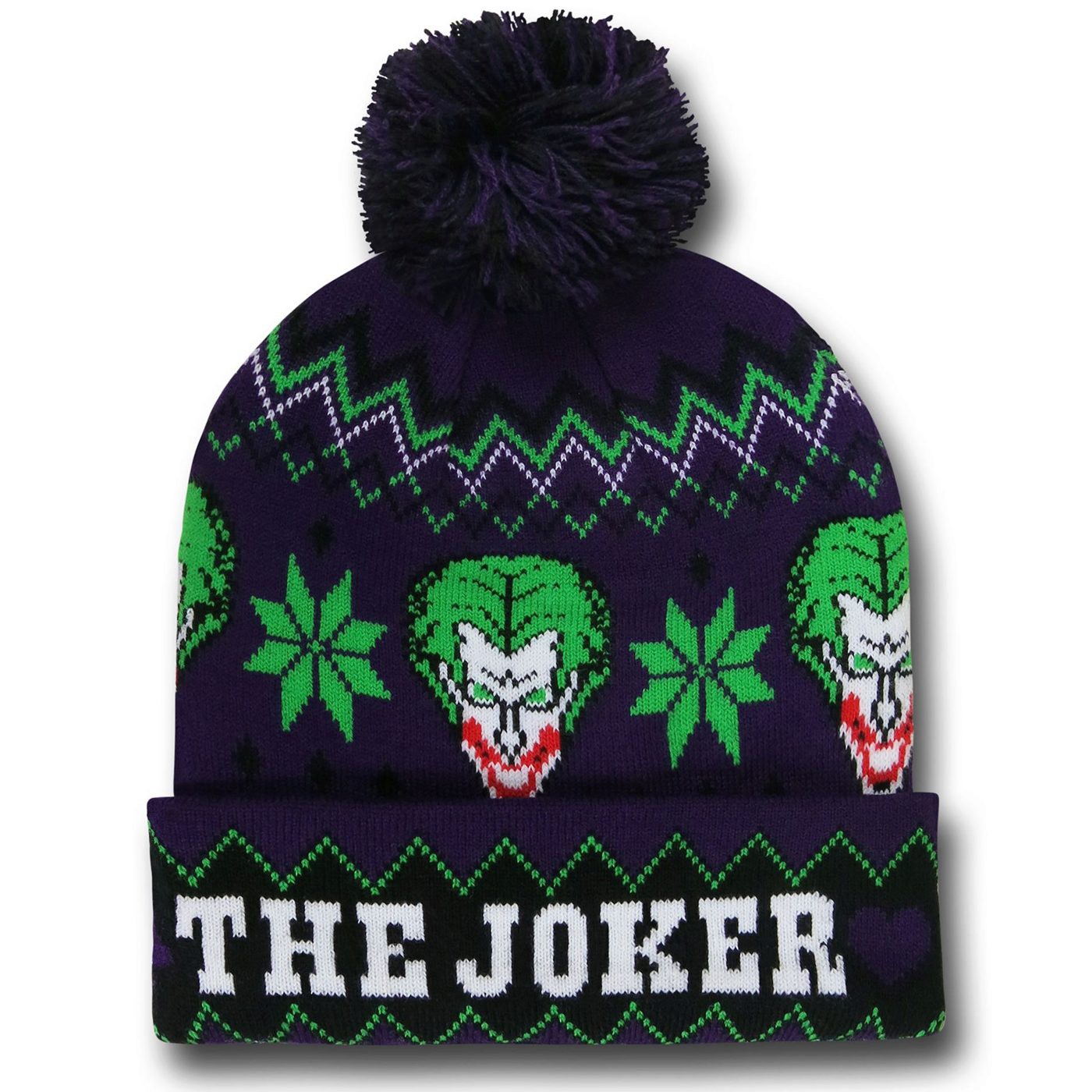 Joker Cuff Pom Pom Beanie
