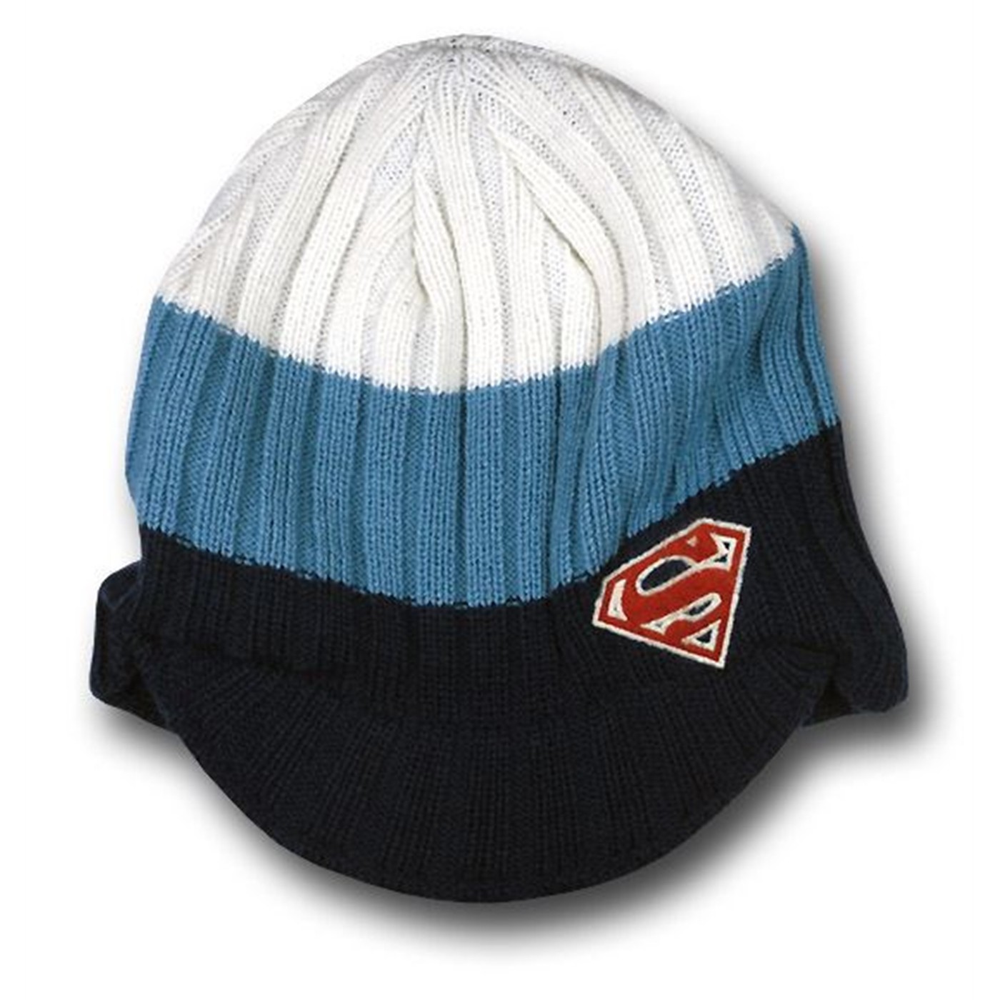 Superman White and Blue Billed Knit Beanie