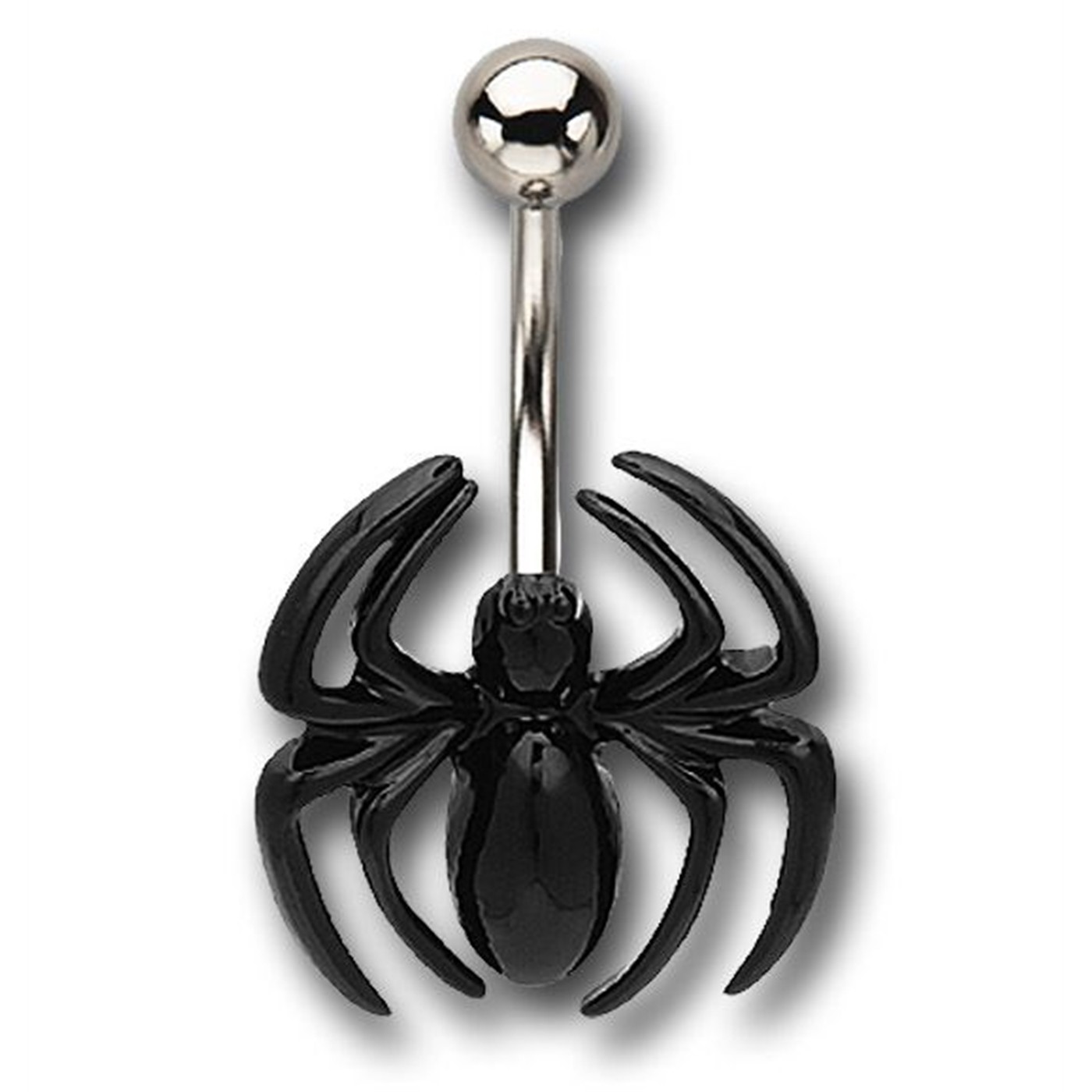 Spiderman Black Spider 316L Surgical Steel Belly Ring