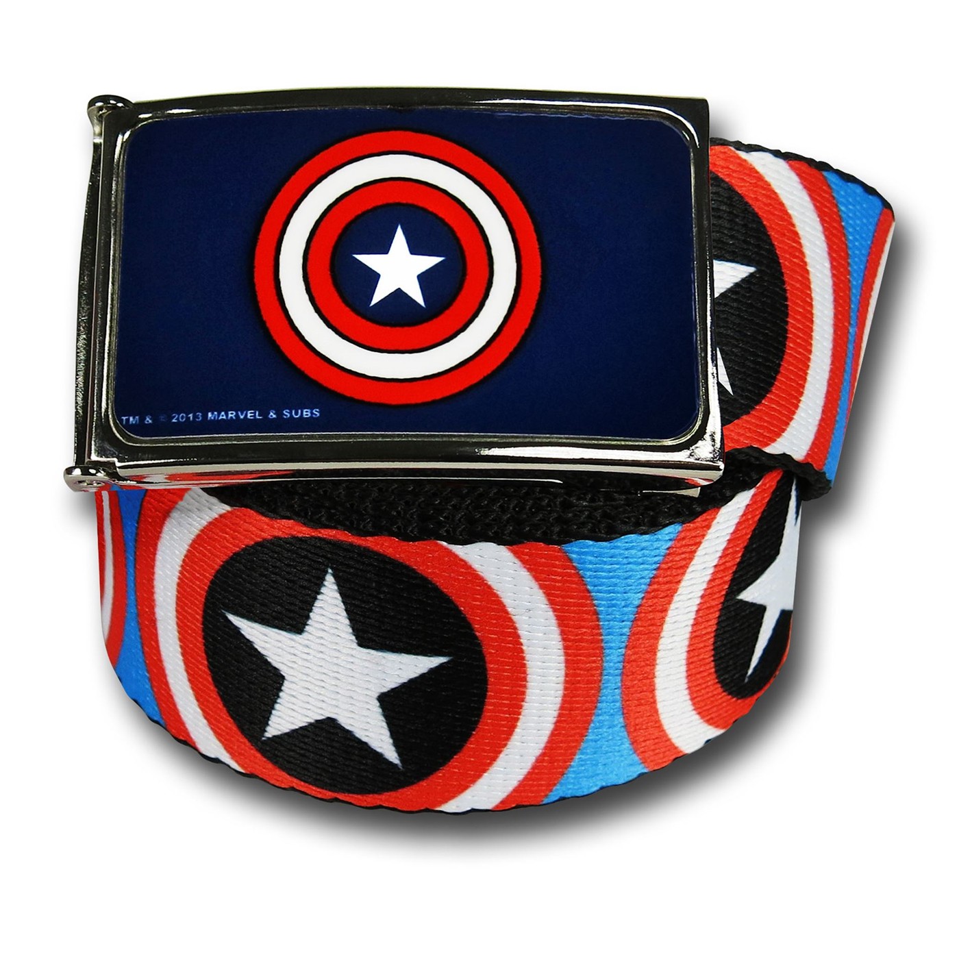 Captain America Shields on Blue Web Belt
