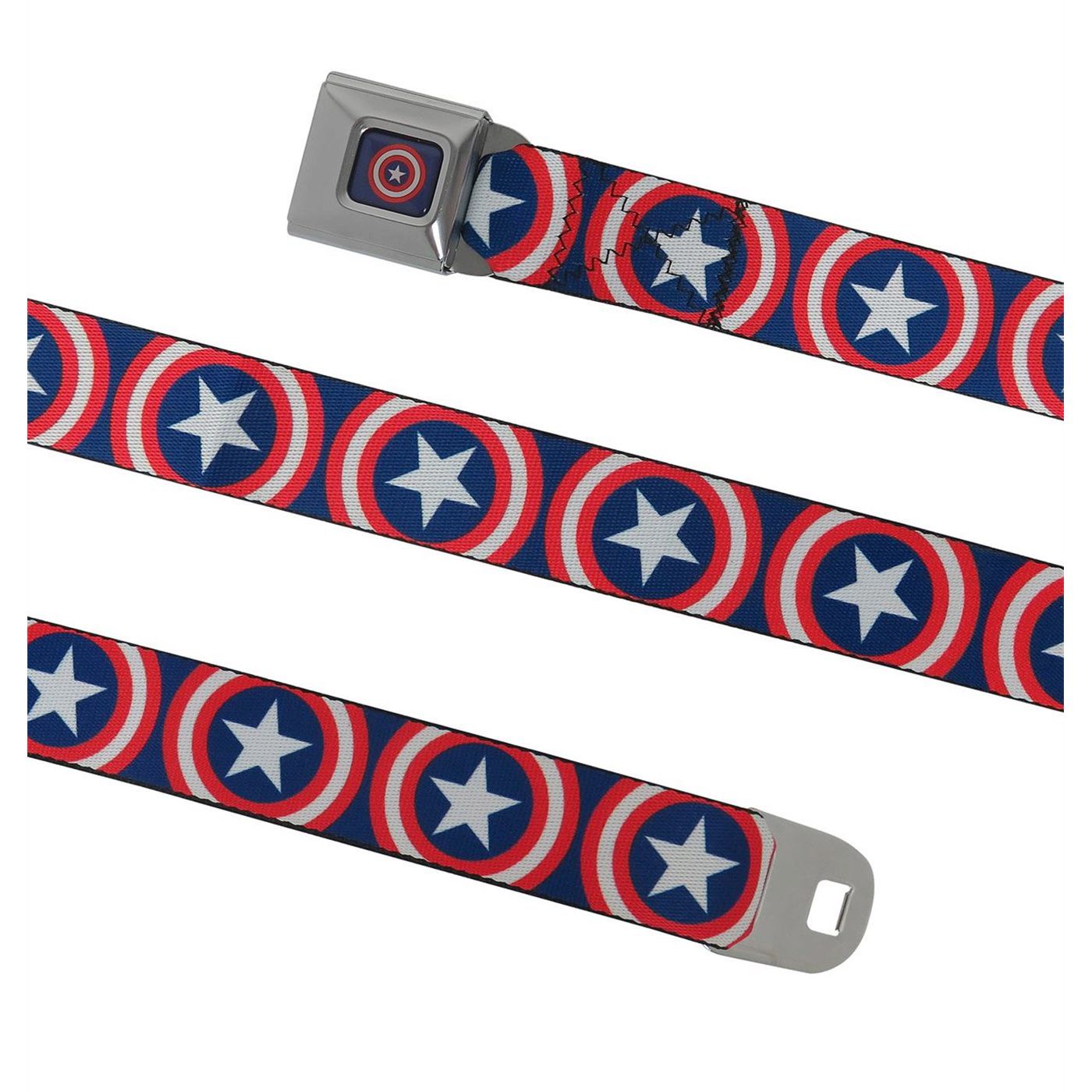 Captain America Shield on Navy Seatbelt Belt