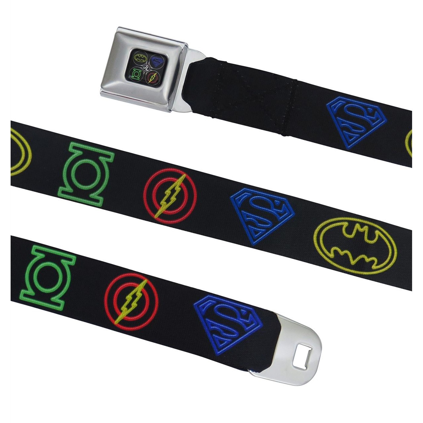 Justice League Neon Symbols Seatbelt Belt