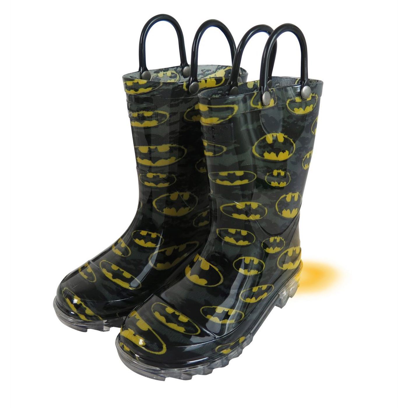 Batman Bat-Signal Night Lighted Kids Rain Boots