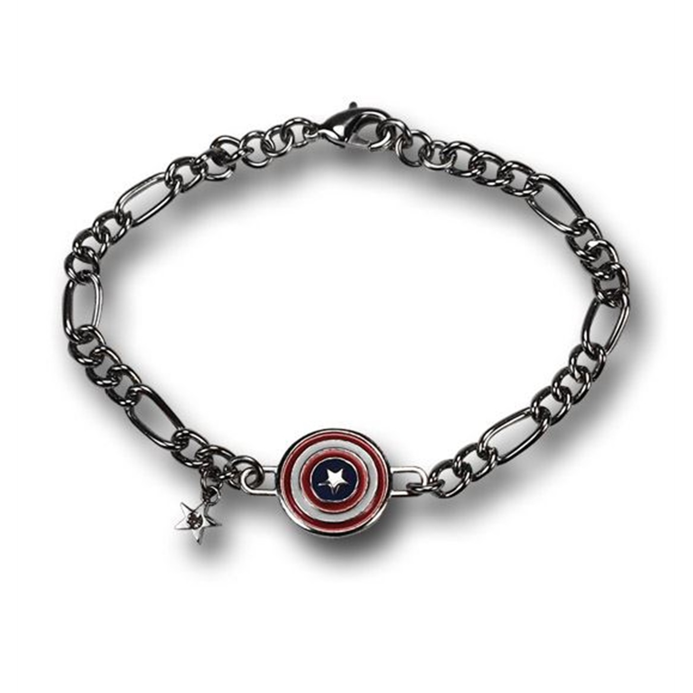 Captain America Silver Link Figaro Bracelet