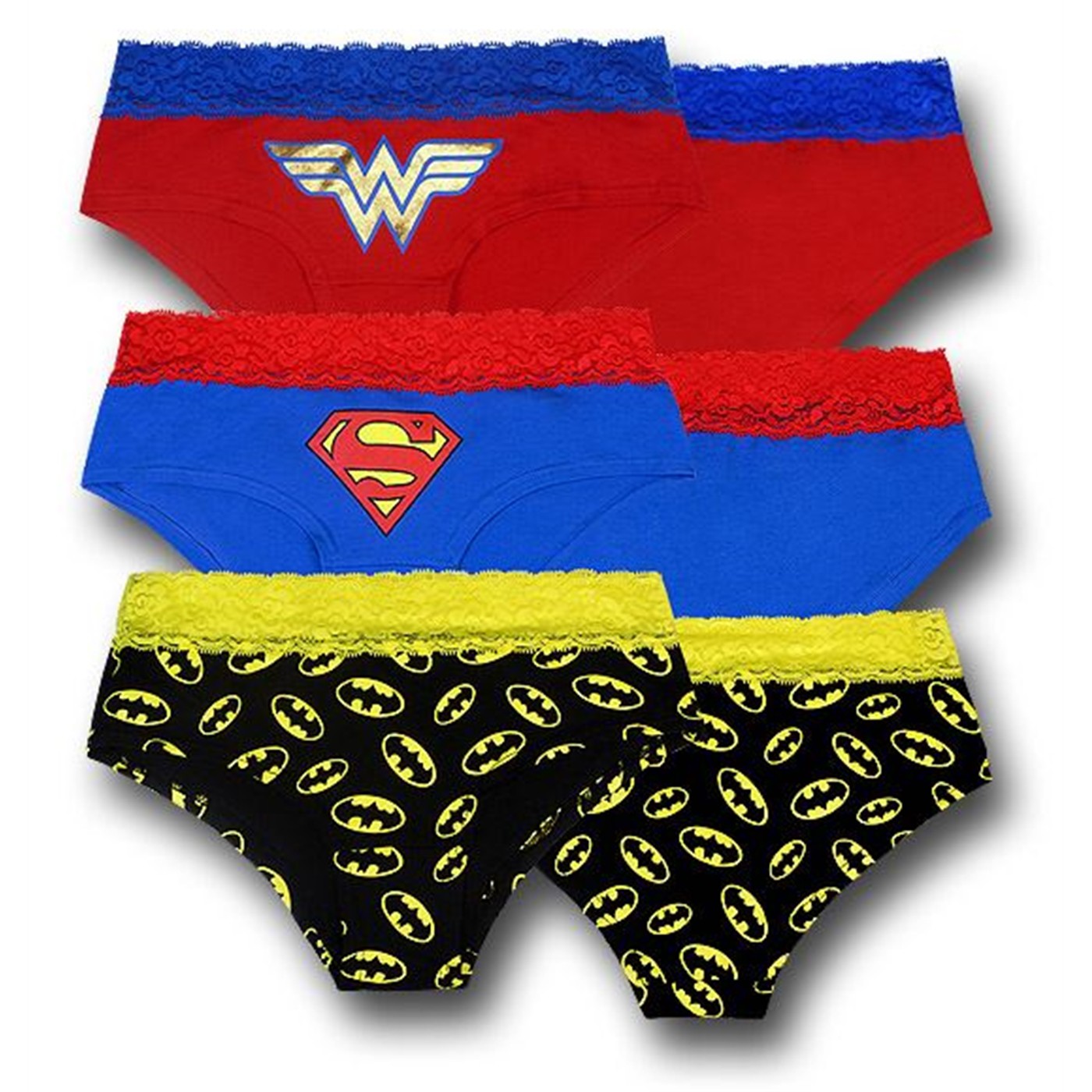 DC Heroines Women's Lace Hipster Briefs 3-Pack
