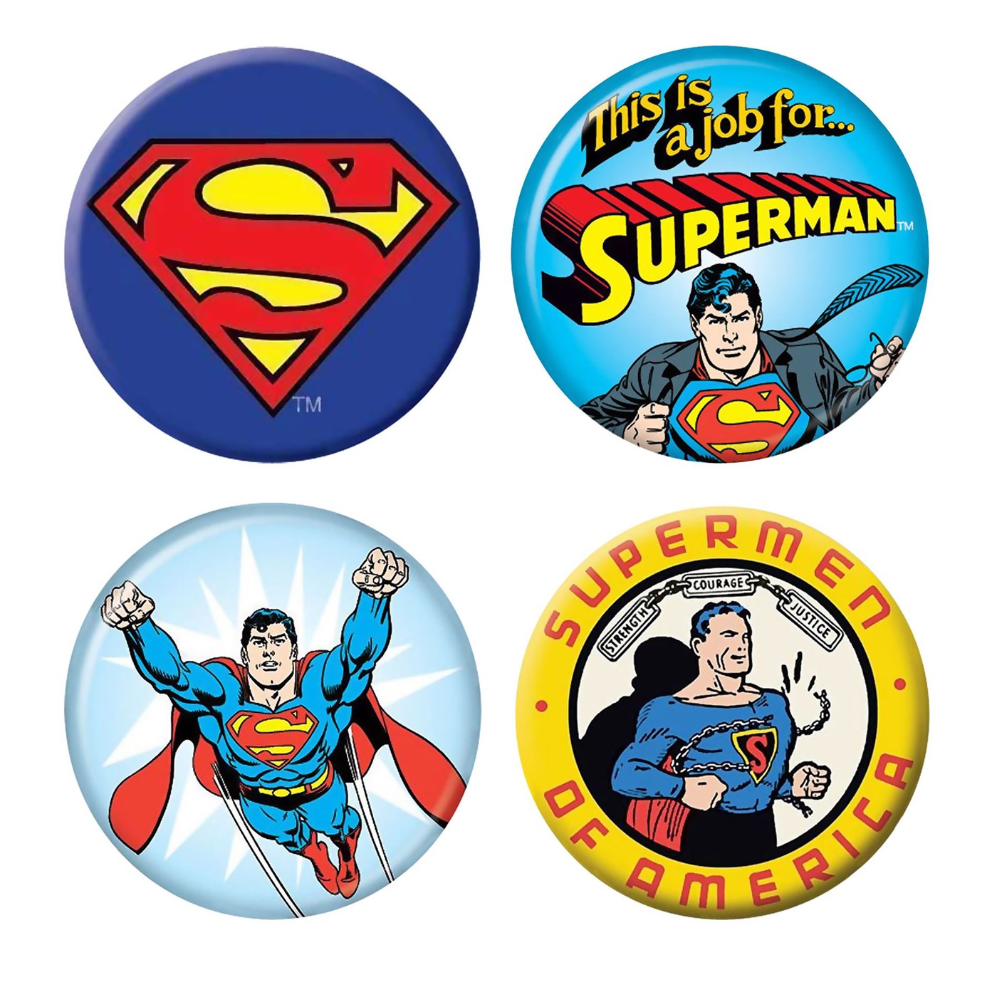 Superman Variety Button 4 Pack