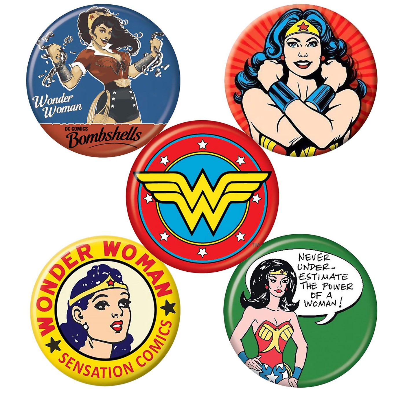 Wonder Woman Variety Button 5 Pack