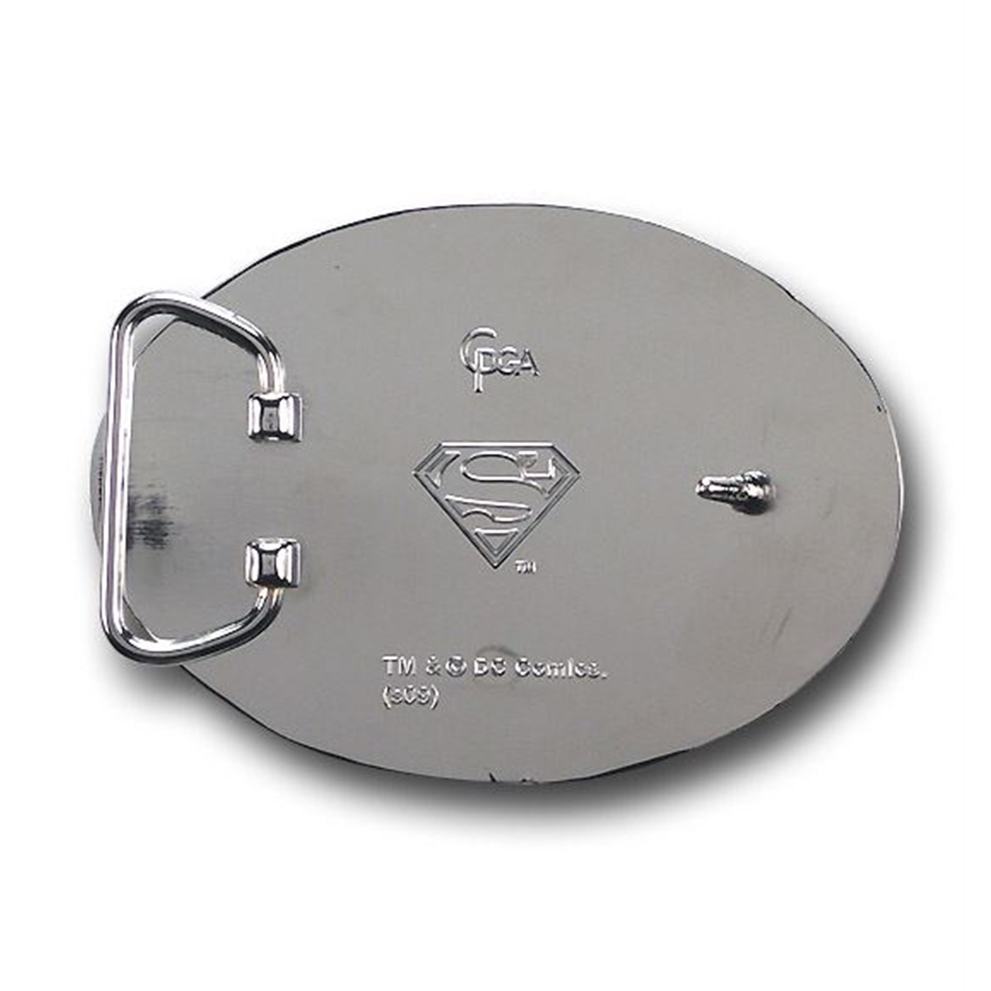 Superman 3D Chrome on Black Oval Belt Buckle
