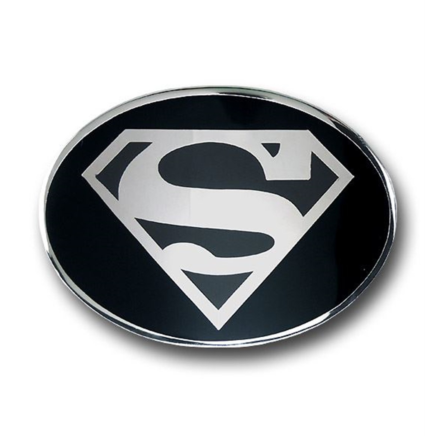 Superman Chrome on Black Oval Belt Buckle