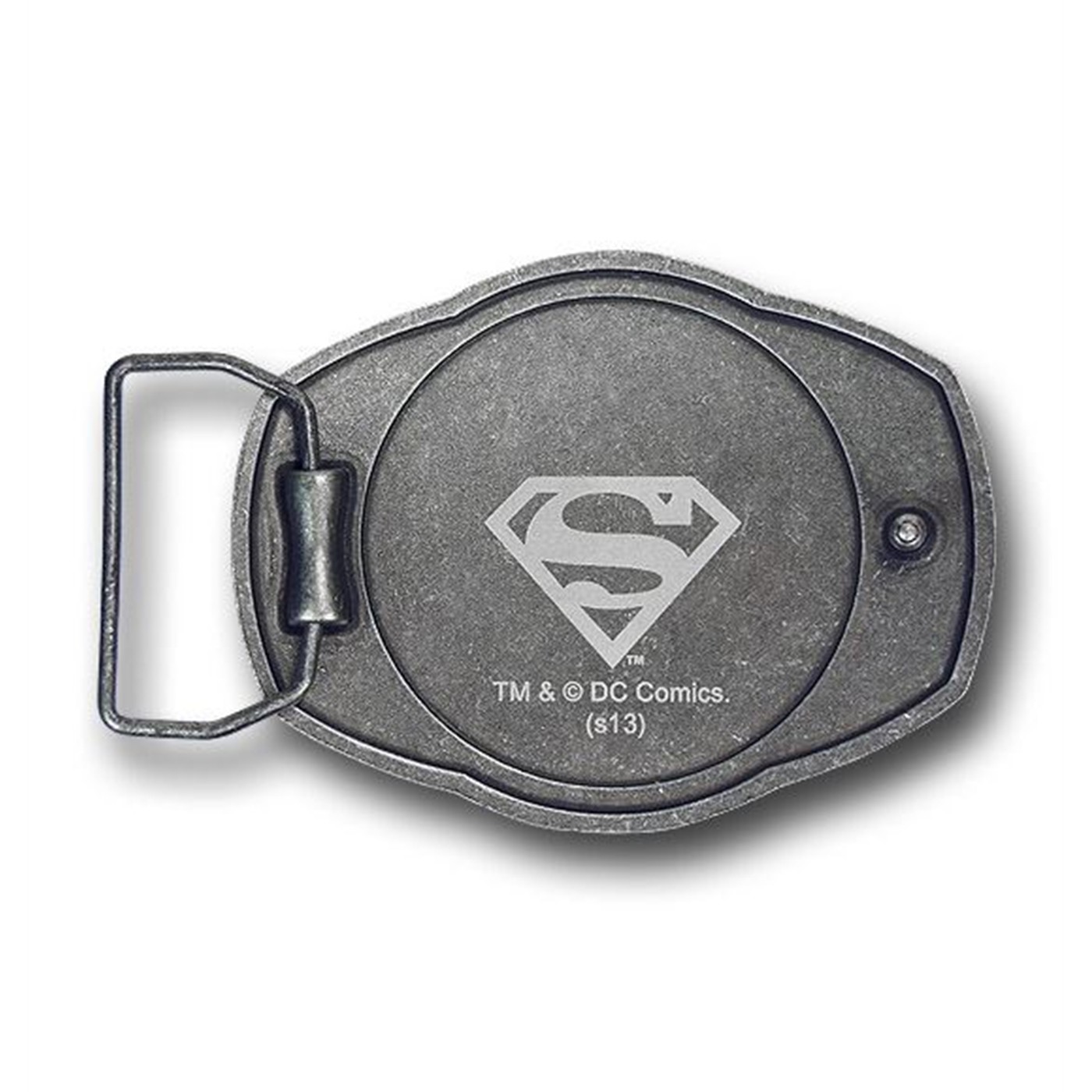 Superman Pewter Symbol on Blue Belt Buckle