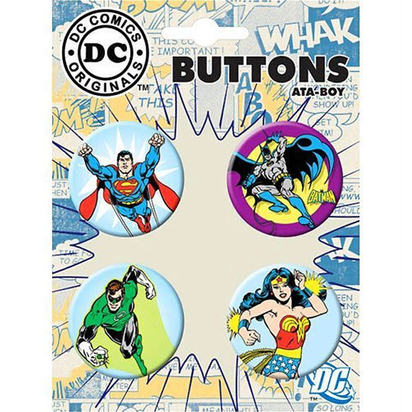 DC Comics Heroes in Action Set of 4 Buttons