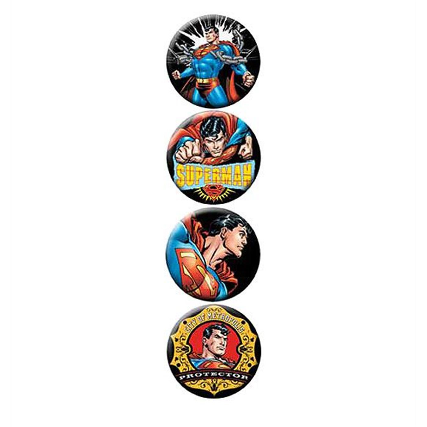 Superman Stand, Fly, and Break 4 Button Set