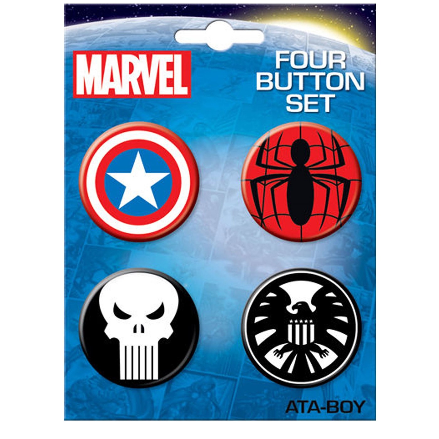 Marvel Four Button Set 2 w/Spiderman Symbol