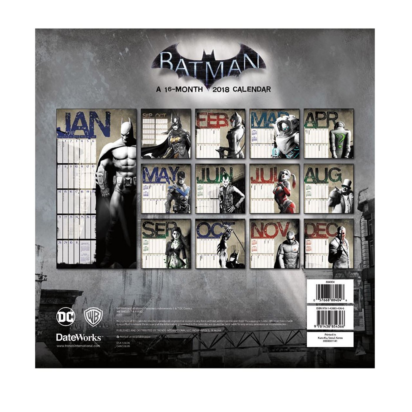 Batman Arkham 16-Month 2018 Calendar