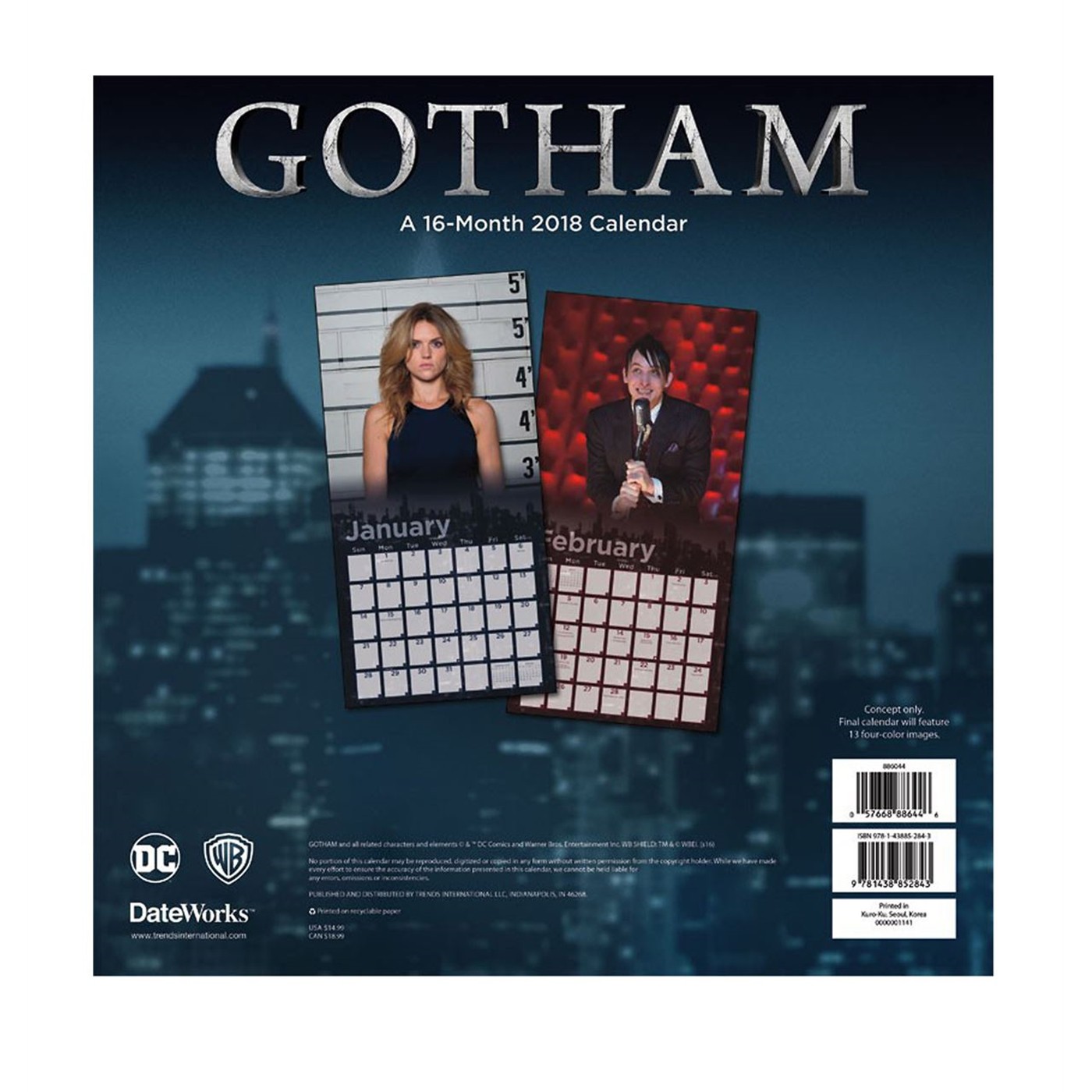 Gotham TV Series 16 Month 2018 Calendar