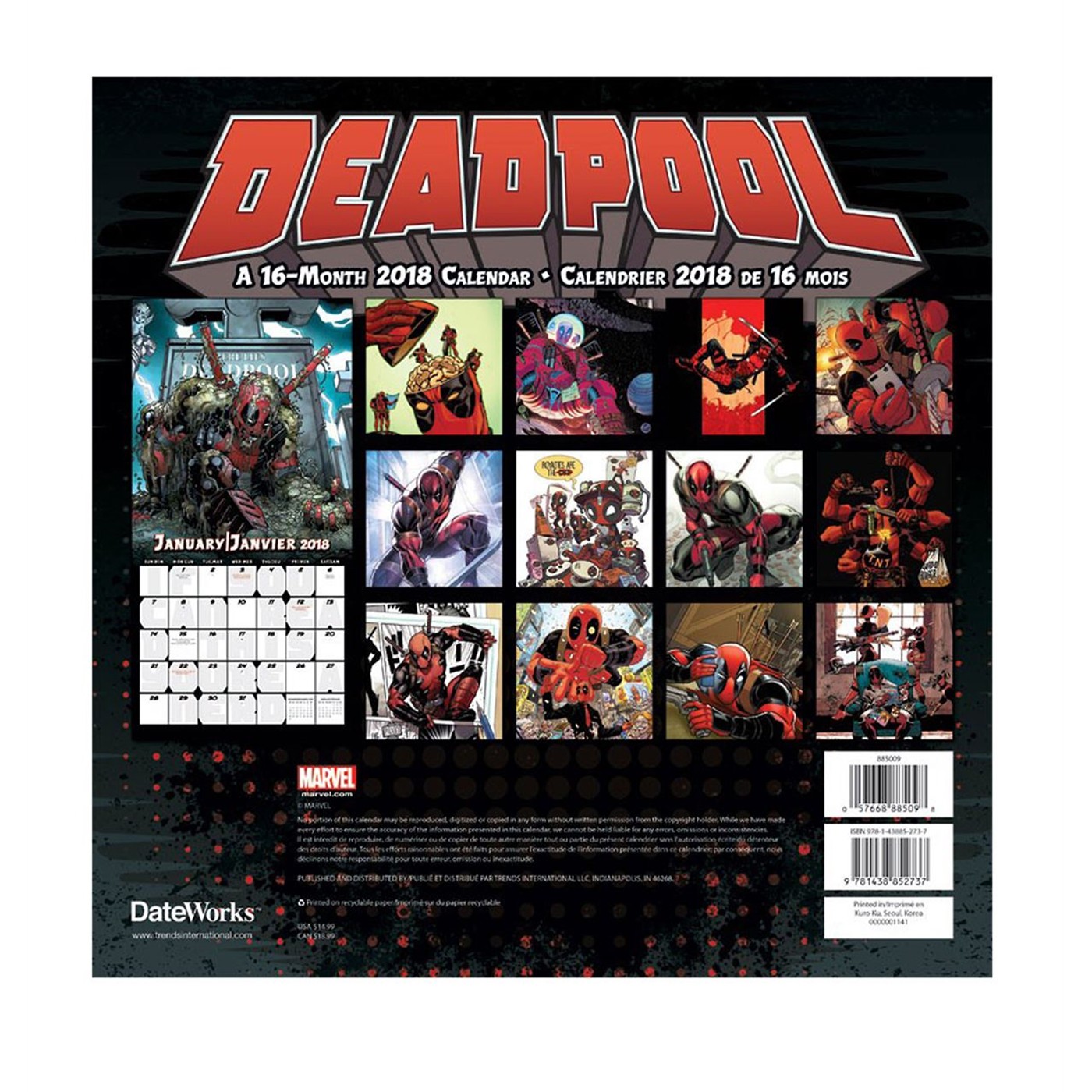 Deadpool 16Month 2018 Calendar