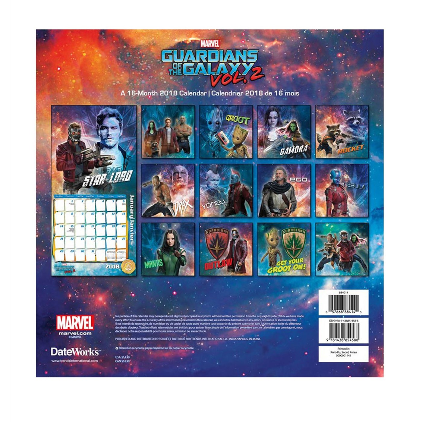 Guardians of the Galaxy Vol. 2 16-Month 2018 Calendar