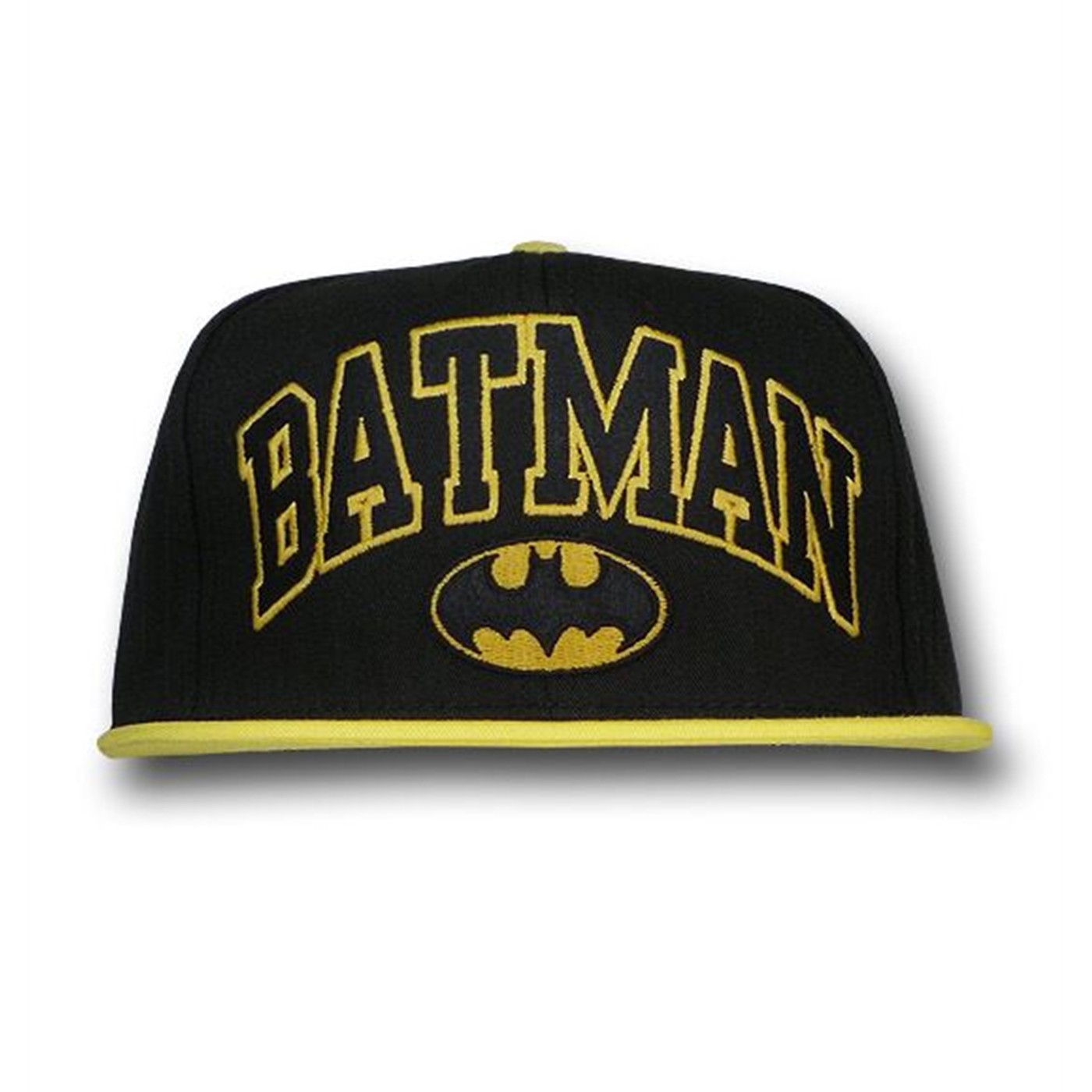 Batman Logo Snapback Yellow Flat Bill Hat