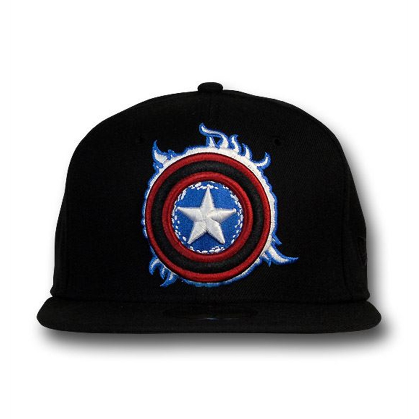 Captain America Enflamed Symbol Black 59Fifty Flat Billed Cap