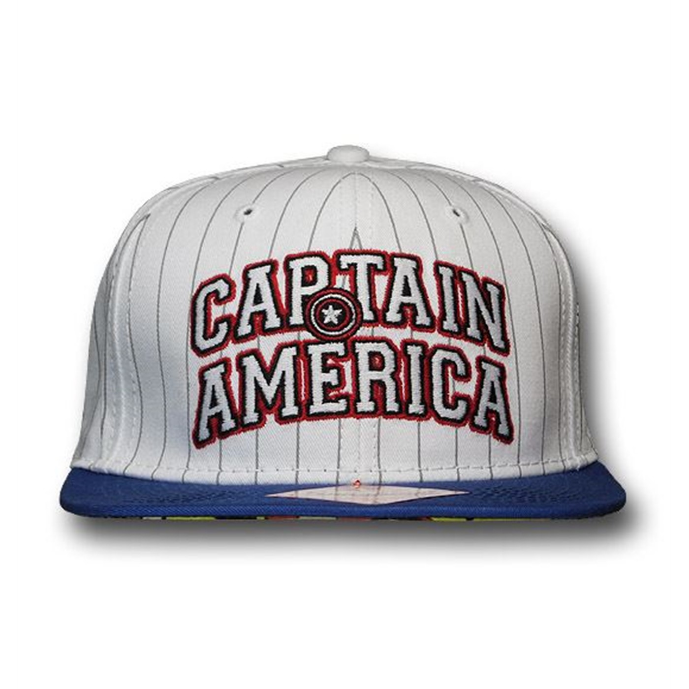Captain America White Snapback Flat Bill Cap