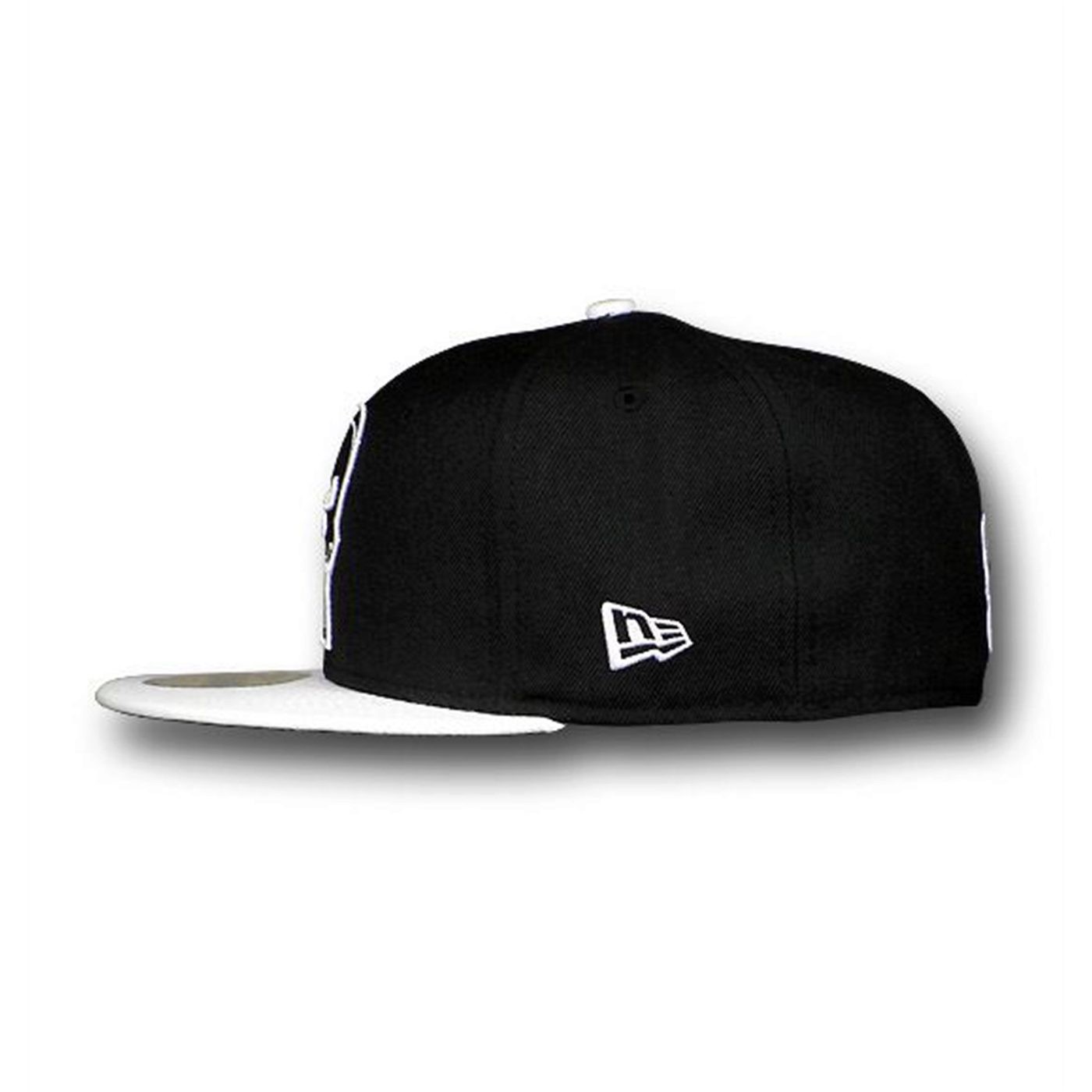 Punisher Outline 59Fifty Black White Flat Bill Cap