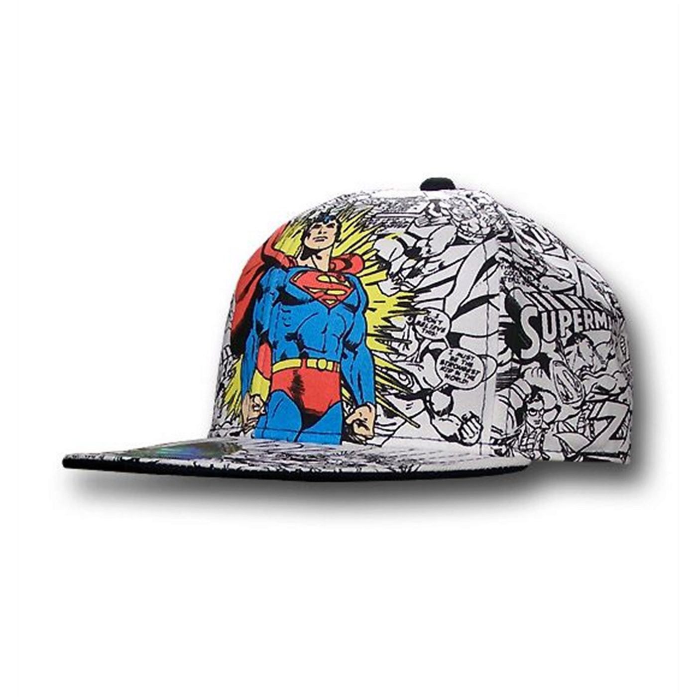 Superman Youth Comic Flat Billed Baseball Cap