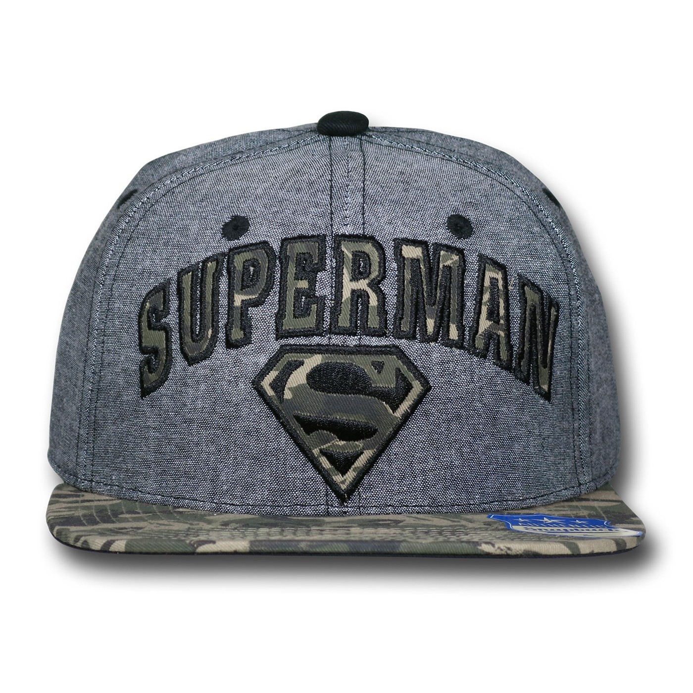 Superman Symbol and Logo Camo Flat Billed Cap