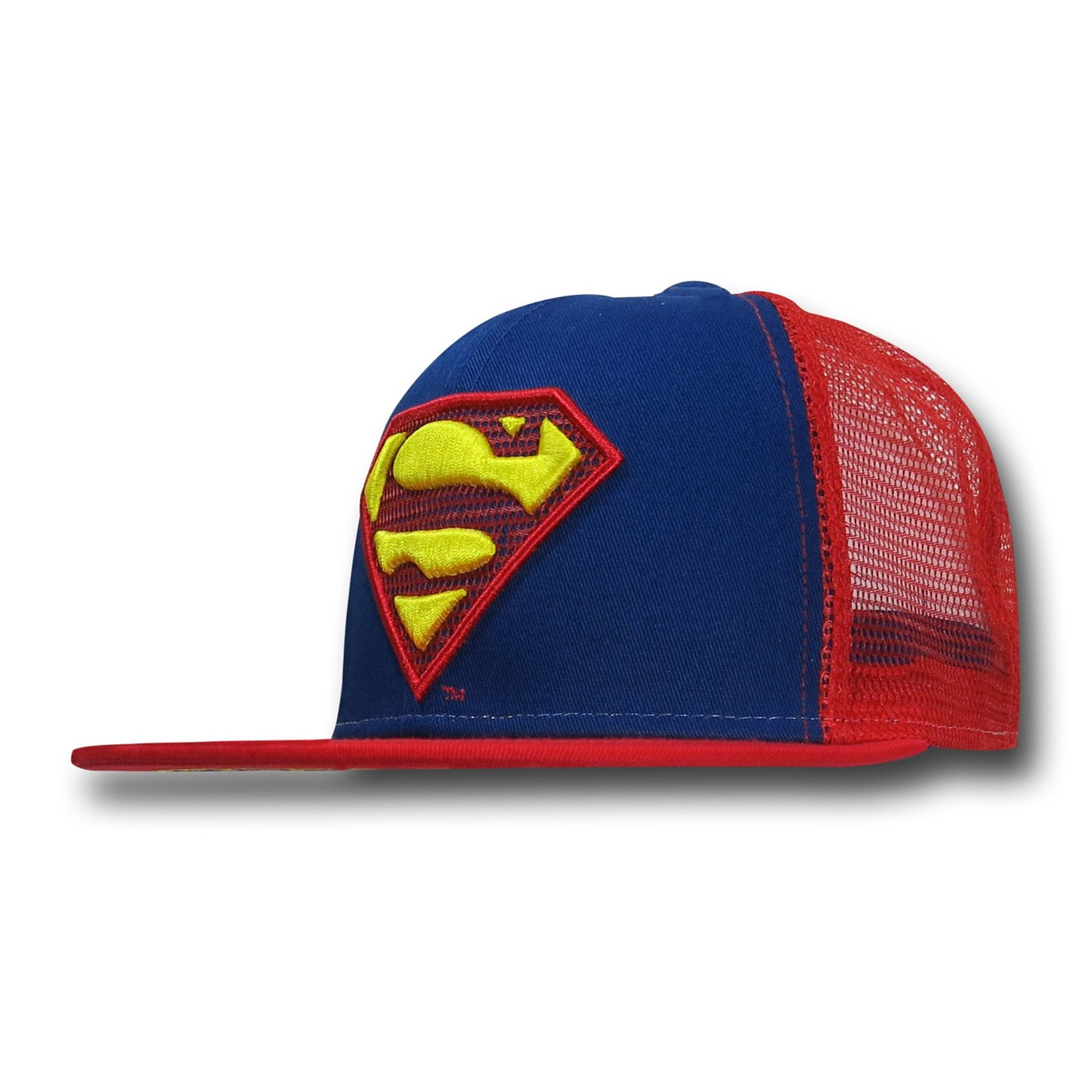 Superman Mesh Back Logo Bill Snapback Cap
