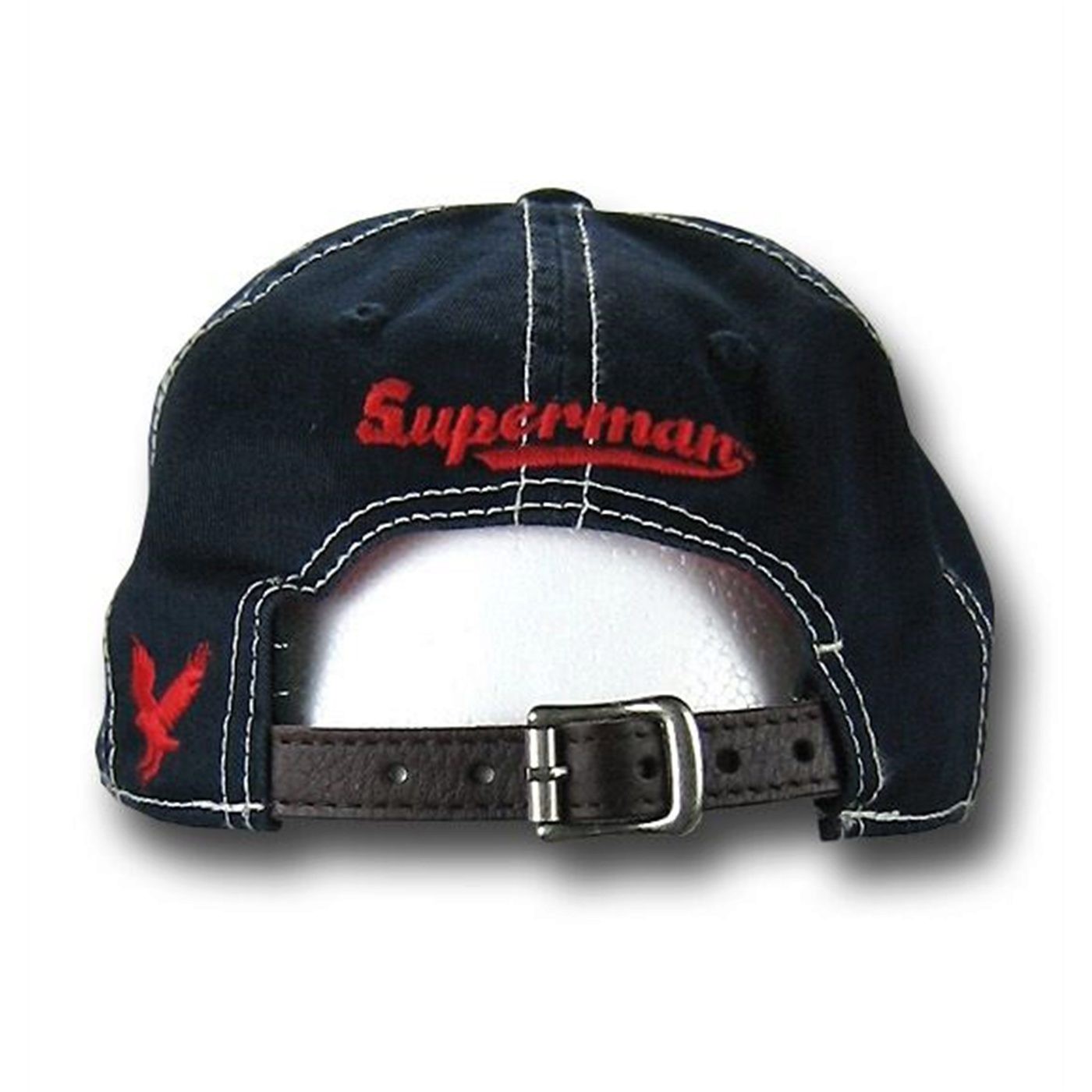 Superman Navy with Leather Strap Baseball Cap