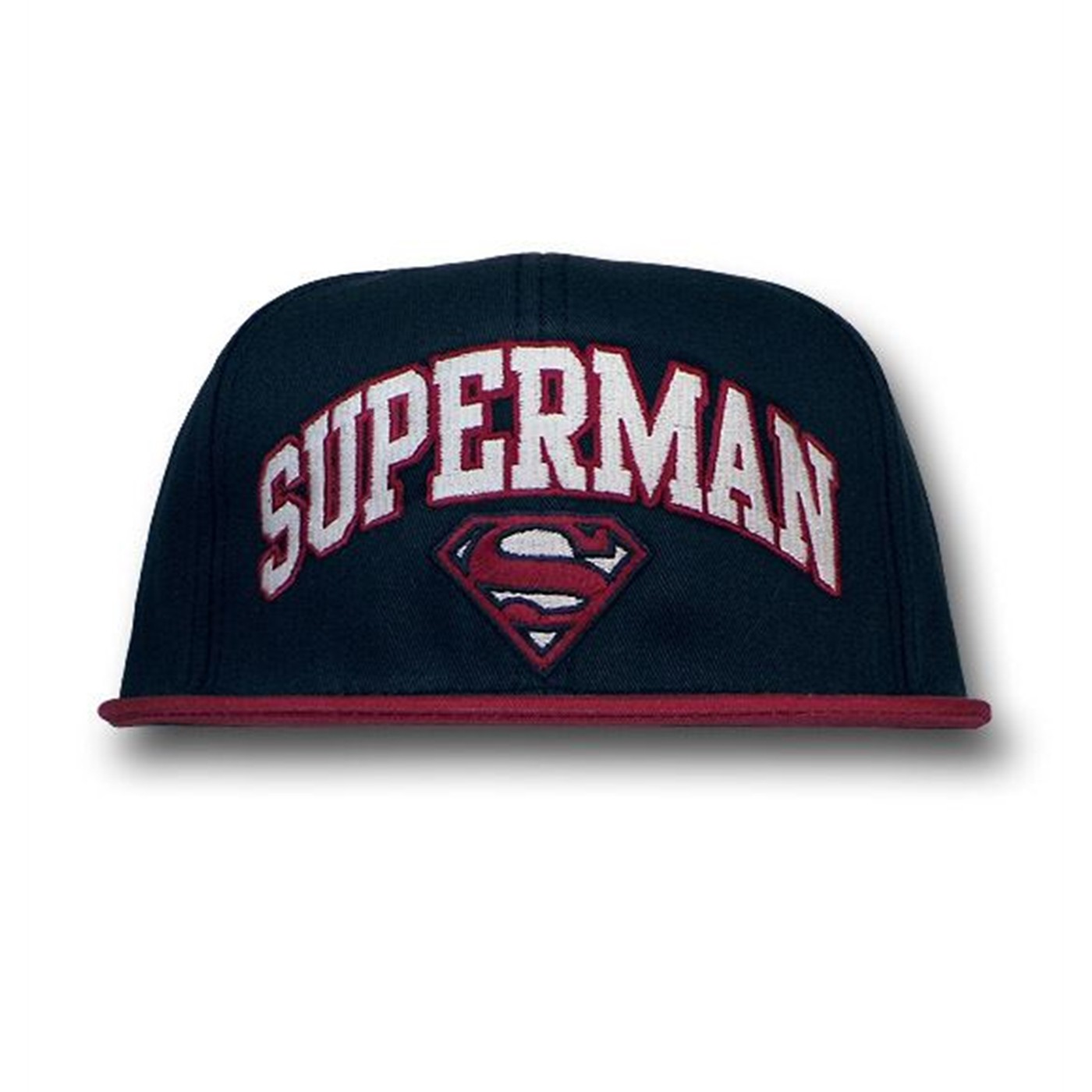 Superman Logo Snapback Red Flat Bill Cap
