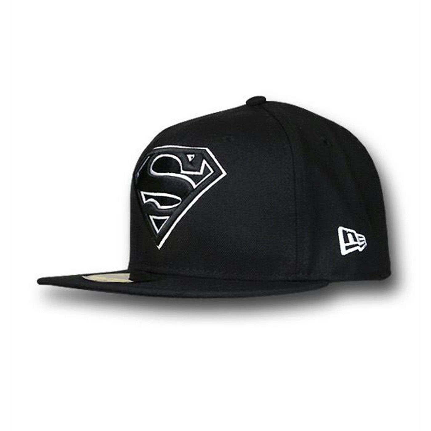 Superman 59Fifty White Logo Black Flat Bill Cap