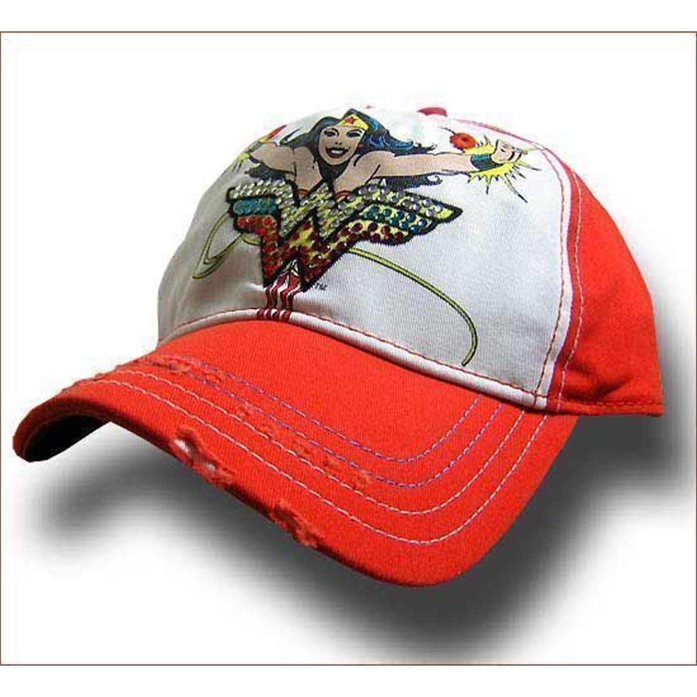 Wonder Woman Orange Baseball Cap  with Rhinestones