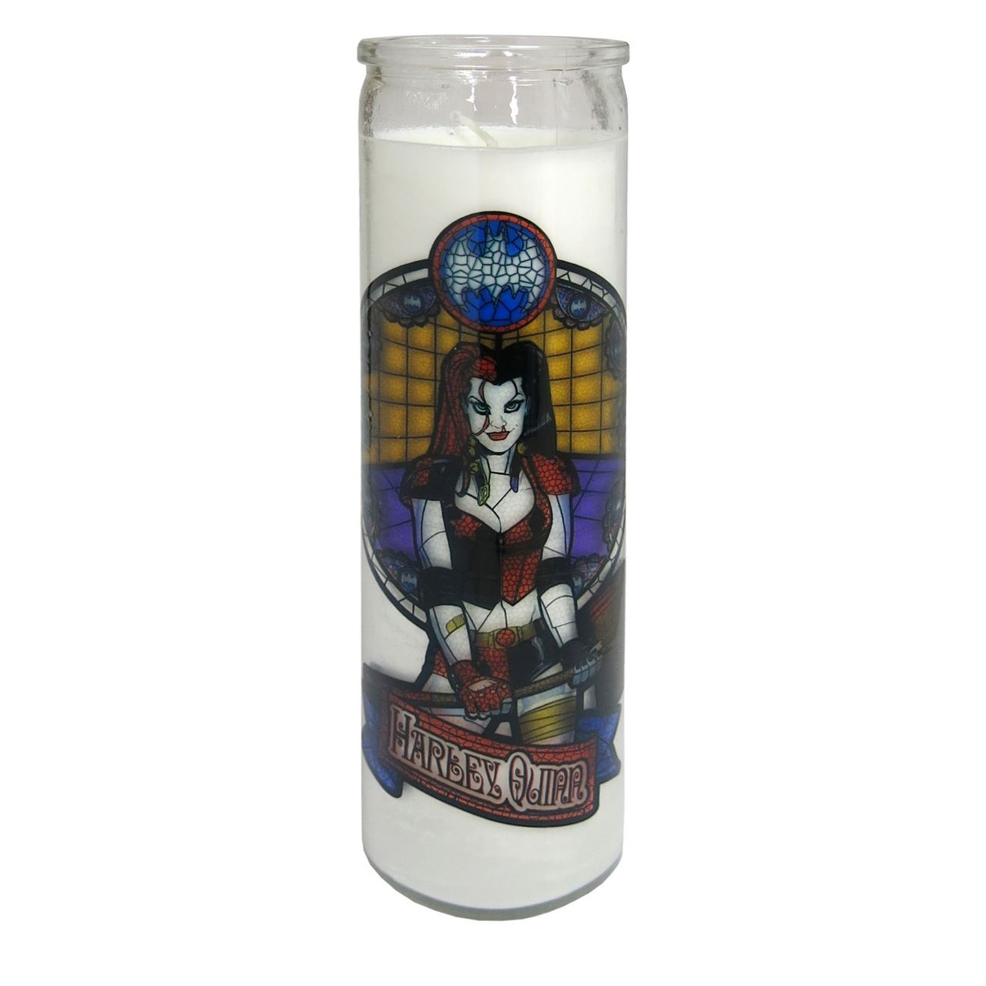 Harley Quinn Stained Glass Tall Candle