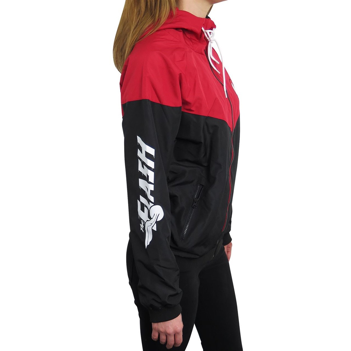 Flash Red & Black Women's Hooded Windbreaker