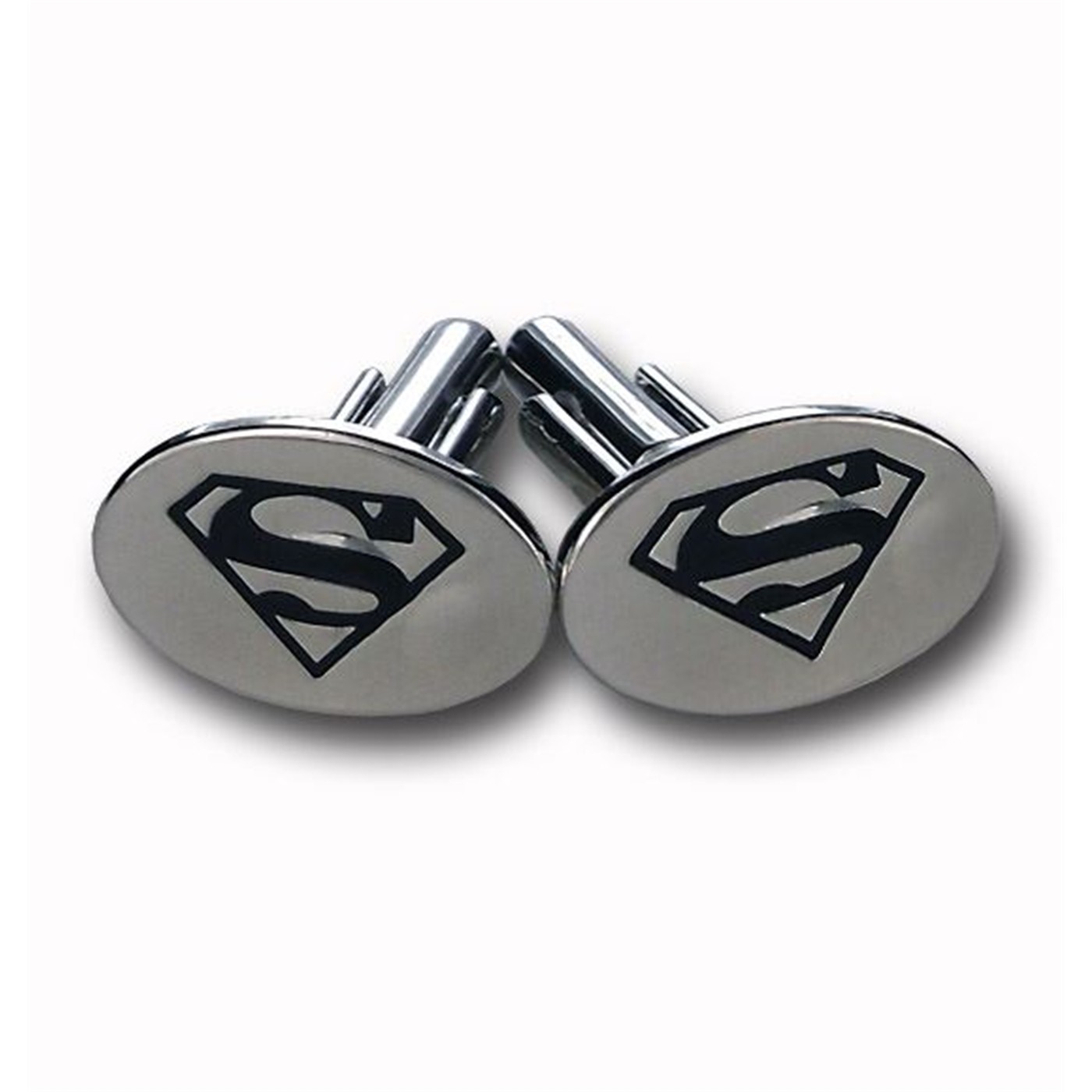 Superman Symbol Oval Chrome Cuff Links