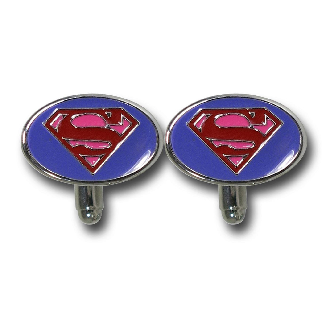 Superman Red & Purple Symbol Oval Cufflinks